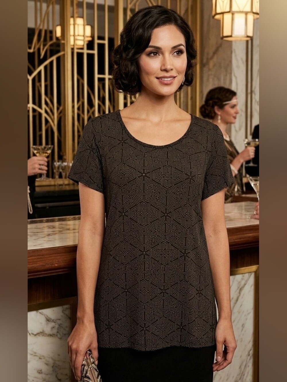 NWT LuLaRoe Sm Art Deco Geometric Black Classic T Tee Top